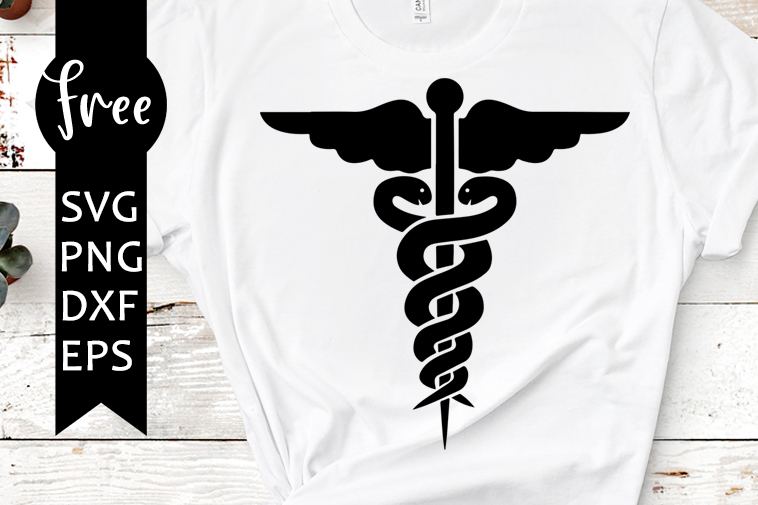 Caduceus Svg Free Medical Svg Nurse Svg Digital Download Silhouette Cameo Shirt Design Symbol Svg Free Vector Files Png Dxf 0397 Freesvgplanet