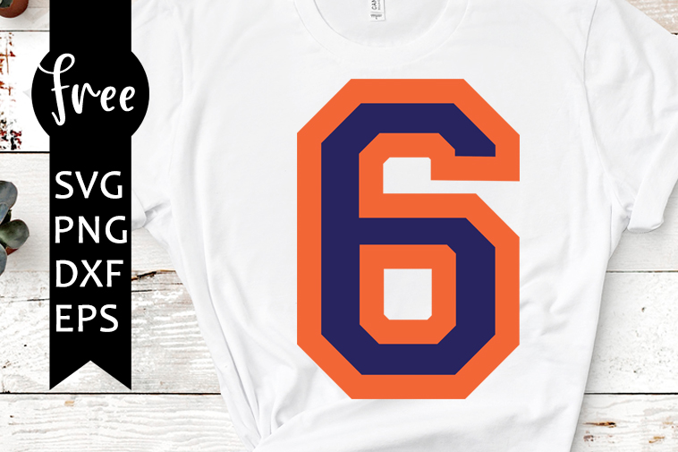 Baseball jersey numbers 6 svg PNG dxf eps cut Printable craft file