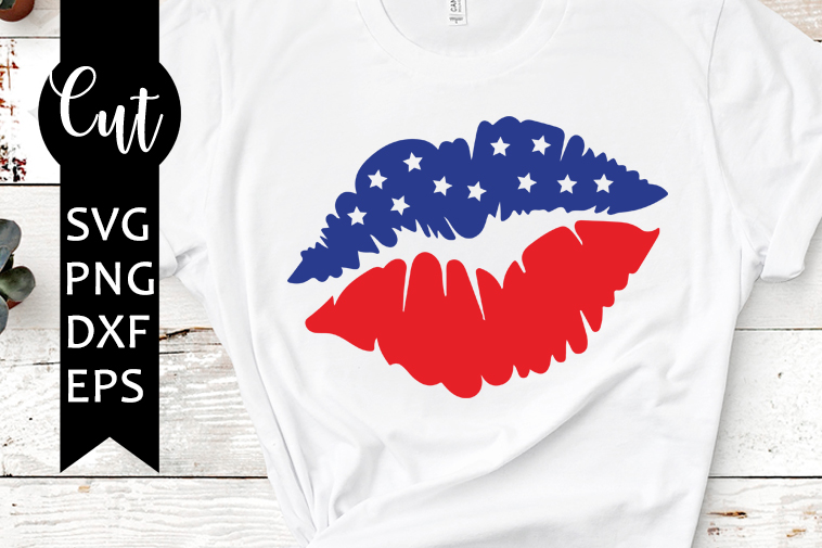 4th of july lips svg