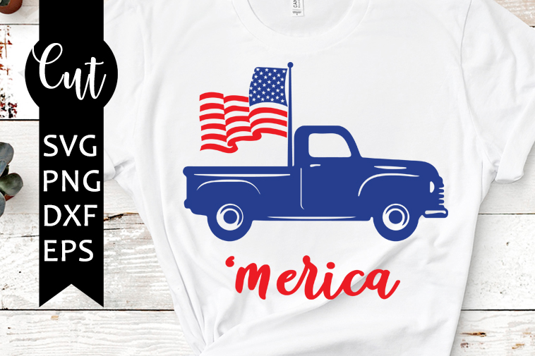 old truck american flag svg