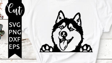 husky peeking svg free